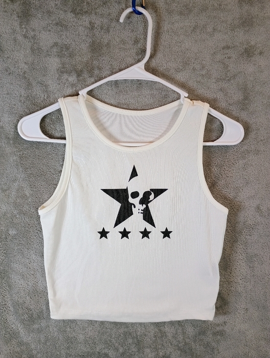 ROMWE Tops - Romwe White Skull Star Tank Top Juniors Petite Small